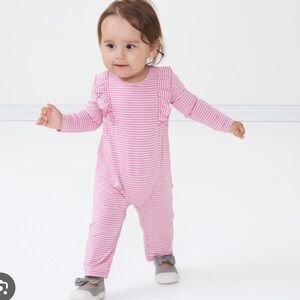 NWT little sleepies play garden rose stripe long sleeve ruffle romper
